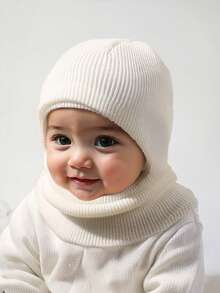 1pc Unisex Black Beanie Hat For Toddler, Double Pom-Pom Beanie Kids & Baby, Y2k Style, Newborn Knitted Hat For Outdoor, Warm Winter Cap Suitable For Daily Commute - Multicolor - View 5