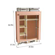 Portable Metal Hanging Clothes Closet With 5 Shelves, Pink, Strong And Sturdy, 41. 34x17. 72x66. 93 Inches