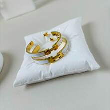 1 pereche cercei din oțel inoxidabil cu picurare de ulei cu litere, bijuterii minimaliste pentru purtare zilnică pentru femei - Cercei mari H - Vizualizare 5