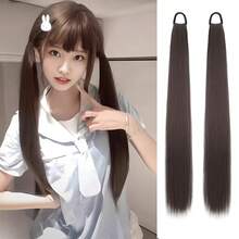 18 英寸万圣节日常马尾辫发圈和合成纤维假发马尾辫 - 适合日常佩戴 - 彩色 - 查看 2