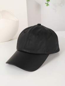 1 pièce Casquette de baseball vintage unisexe en PU de couleur unie, réglable et douce, convient pour les sorties décontractées et les rendez-vous - couleur unie - Voir 14