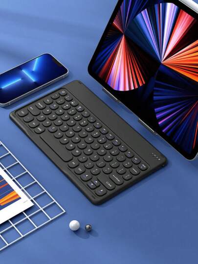 AKKHOO 10 英寸超薄可充电静音无线键盘，兼容 iPad、电脑、手机、平板电脑