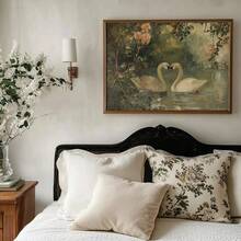 1 幅无框仿古天鹅湖复古乡村海报浪漫忧郁深色墙壁艺术帆布印刷简约农舍小屋风格装饰复古绘画适合情侣、情侣、公寓、客厅、卧室、现代家居装饰 - 彩色 - 查看 5