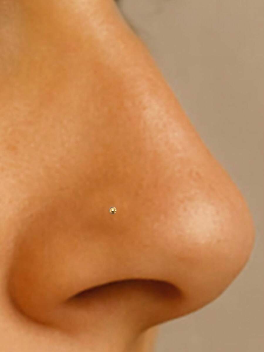 2pcs 925 Sterling Silver Gold Plated Nose Studs, 1.2mm Mini Nose Bone Studs, Small Ball Nose Bone Studs, 24G (0.5mm) Nose Studs - 1.2mm - View 1