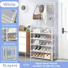 1 pièce Porte-manteau d'entrée, Étagère à chaussures de hall, Portant multifonction en métal, Portant à vêtements au sol, Portant à vêtements à 4/5 niveaux et 8 crochets doubles, Pour le salon, la salle de bain, le rangement de chaussures dans le couloir