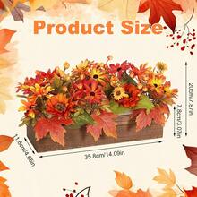 DFall Decor Floral Table Arrangement With Harvest Planter Wooden TrayFall Decorations Artificial Maple Leaf Autumn Table Centerpiece For Farmhouse Thanksgiving Shelf Kitchen Decor Fall10 - 落下 - 查看 2