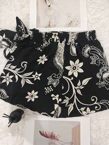 Women's Skirt Shorts - 花朵黑 - 查看 1