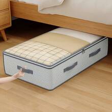 Borsa da comodino, borsa portaoggetti per armadio a cassetti, accessorio per conservare coperte, in tessuto non tessuto spesso, a chiusura lampo, pieghevole, per conservare piumoni in inverno, primavera e estate, per riporre indumenti sotto il letto, accessori autunnali, salvaspazio - nero - Visualizzare 10