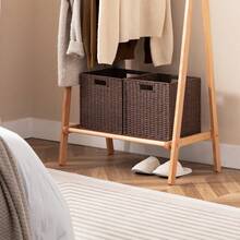 1pc/2pcs Hand Woven Storage Basket, Large Multifunctional Storage Basket, Woven Cubic Basket For Living Room, Bedroom, Home Storage, Kitchen, Dormitory, Office, Storage, Cosmetic Storage Box, Storage Box, Basket, Organization And Storage, Basket, Room Storage, Storage, Storage Box, Trash Can, Gift Basket, Gift Box, Gift Basket, Wall Cabinet, Decorative Home Decor, Kitchen Accessories - Coffee Brown - View 11