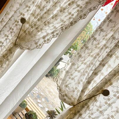 1 tấm rèm cửa màu be viền ren, rèm ngăn phòng kiểu Bohemian mỏng nhẹ, họa tiết hoa, trang trí cửa sổ cho phòng ngủ, phòng khách, trang trí nhà cửa, phù hợp cho mọi mùa (không bao gồm dây buộc rèm)