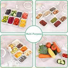 Snackle Box Container,Portable Snack Box 8 Compartment Divided Serving Tray With Lid And Handle,Clear Storage Organizer For Fruit Candy Nuts Veggie-Perfect For Road Travel Party(1 Pack) - Clear - View 3