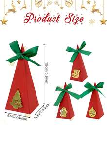 20/50 Pezzi Scatole Regalo di Natale con Nastro e Cartellino Rosso a Triangolo, Scatole di Carta Natalizie con Albero di Natale e Omino di Pan di Zenzero, Confezioni Regalo per Vacanze, Matrimoni e Decorazioni Natalizie