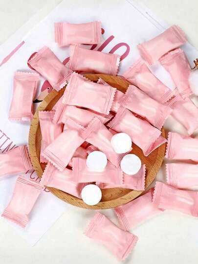 30 piezas/paquete Toallas faciales desechables comprimidas, toallitas limpiadoras faciales portátiles de viaje de color caramelo engrosadas, toallas mini comprimidas para viajes, hogar y actividades al aire libre - Suaves y absorbentes