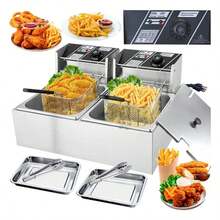 Freidora Aceite Eléctrica Plateado 3400 W Automática Industrial Acero Inoxidable Gran Capacidad 12 Lt - Plateado - Ver 1