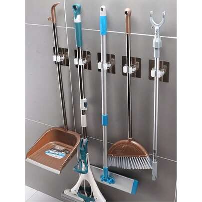 Bộ 8/5/3/1 chiếc giá treo chổi và cây lau nhà đa năng, kẹp nồi, kẹp chổi treo tường, giá treo chổi và cây lau nhà tự dính, móc chống trượt chống thấm nước có thể tháo rời, không cần khoan, dễ lắp đặt, thiết kế tối giản, móc treo tiện dụng, đồ dùng nhà bếp, phụ kiện nhà bếp, dụng cụ nhà bếp