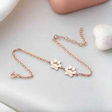 个性化宠物名字手链 - 定制刻字不锈钢迷你爪印手链，适用于猫狗，简约动物爱好者饰品，毕业礼物、母亲节礼物、可调节宠物纪念友谊手链、圣诞节礼物 - 白色 - 查看 19