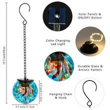Solar Hanging Lanterns Outdoor, Solar Glass Gazing Ball Lights, Waterproof Led Globe Light For Garden Yard Tree Party Decorations, Colorful Dot-151836 - ColorfulDot - Xem 4