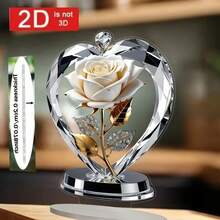 2D Plano, ¡¡¡¡Esto es 2D, no 3D!!!! Hermoso adorno de rosa 2D plano, decoraciones acrílicas planas para el escritorio, decoración del hogar y festividades, 2D Plano