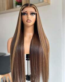Honey Blonde Lace Front Wig Straight Human Hair 13x4 HD Transparent 4/27 Highlight Ombre Lace Front Wigs Human Hair Pre Plucked With Baby Hair 200% Density 5x5 Glueless Human Hair Wigs For Women - SP4/27 - 查看 1