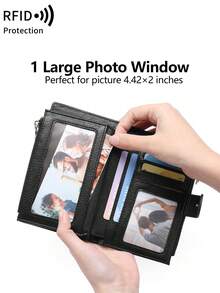 MIYIN Fashion Vintage Women Short Wallet For Daily Multifunction Large Capacity Trifold Credit Card Holder RFID Blocking Wallet For Credit Card/ ID Card/ Coins/ Cash/ Receipts/Photo Ladies Double Zipper Pocket Clutch ,Gifts,Birthday Gifts,Anniversary