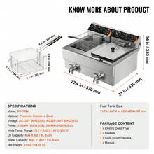 3000W Dual Tank Countertop Commercial Electric Deep Fryer - 12L Contaminants Of Aceite, Sincronización - View 7
