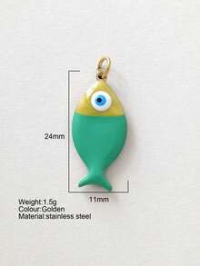 1 pieza Accesorio decorativo con forma de pez de acero inoxidable lindo, colgante DIY, para uso diario