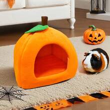 Guinea Pig Hideout Guinea Pig Bed Halloween Style Small Pet Hides Ideal Bed For Small Animal Pumpkin Cave Orange Pet Waterloo House For Hamster Dwarf Hamsters Gerbils Mice Rats Rabbit Chinchilla Baby Kitten Halloween Accessories