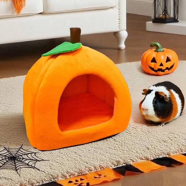 Guinea Pig Hideout Guinea Pig Bed Halloween Style Small Pet Hides Ideal Bed For Small Animal Pumpkin Cave Orange Pet Waterloo House For Hamster Dwarf Hamsters Gerbils Mice Rats Rabbit Chinchilla Baby Kitten Halloween Accessories