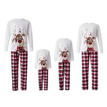 Family Christmas Pajamas Matching Sets For Kids Men Women Christmas Pajamas Cute Reindeer Tees Tops Plaid Pants Xmas Holiday Pajamas Sleeper Loungewear Matching Christmas Pajamas For Family - Đỏ và trắng - Xem 2