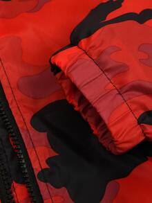 Kids' Casual Loose Camo Waterproof Windbreaker Hooded Jacket - Red - View 4