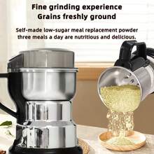 1pc Grain Grinder, Whole Grain Pulverizer, Small Household Pulverizer, Pulverizer, High-Power Crusher, Easy To Use, High-Hardness Grinding Core, 304 Stainless Steel Blade Of Aluminum Alloy Body, Fine Powder, Suitable For Kitchen And Home Use, Multi-Functional Purposes. - 銀色研磨機(附湯匙刷) - 查看 6