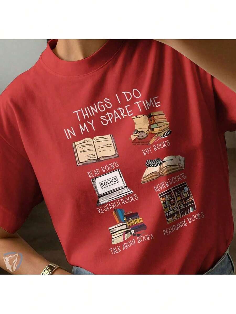 Literary Geek T-Shirt | Creative Fashion For Book And Reading Lovers - 紅色 - 查看 1
