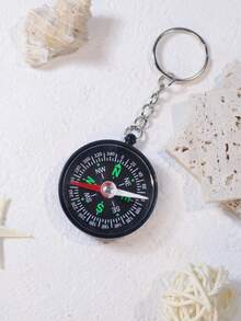 1pc Compass Keychain, Portable Directional Compass, Multifunctional Black Compass Keyring, Phone Pendant, Car Compass - Multicolor - View 3