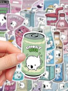 50 pièces Autocollants alimentaires fantômes pour cahier, journal, agenda, guitare, violon, bagage, armoire, skateboard, casque, décoration de moto, cadeau de rentrée scolaire, décoration d'Halloween