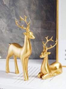 2 szt. Europejska luksusowa, pomyślna dekoracja z żywicy w kształcie jelenia, ozdoba do domowego bogactwa, odpowiednia do szafki na wino, przedpokoju, szafki RTV, stołu, wystroju domu, sypialni, biura, przechowywania, dekoracji ślubnych, przechowywania biżuterii, dekoracji imprezowych, najlepszego prezentu świątecznego (prosimy o zapoznanie się z tabelą rozmiarów podczas składania zamówienia)