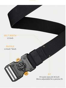 WilliamPOLO Cinturón táctico para hombres con hebilla de liberación rápida con cabeza de tigre, ancho de 1.5", ajustable para cintura de 26 a 50 pulgadas, cinturón de cinta de nilón para todas las estaciones - multicolor - Ver 2