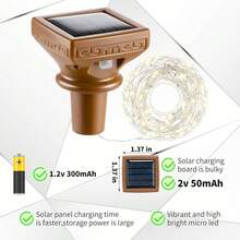 18 Pcs Solar Bottle Lights, 20 Leds Waterproof Copper Lights, Outdoor Solar Fairy For Bottles For Wedding, Holiday, Garden, Patio Decor-122125 - 暖白 - 查看 5