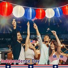 Red White And Blue Lantern String Lights, 25FT G40 LED Outdoor String Lights With 10 8 Inch Waterproof Nylon Lanterns, Hanging 4th Of July Patriotic Decoration Lights For Garden Backyard Party-274881 - RedWhiteBlue - View 6