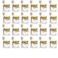 1.5 Oz Hexagon Honey Pot Mini Glass Jars - 20/24/25/30/40/48/50/60 Pcs Honey Jars With Wooden Dipper, Gold Lid, Bee Charm, Burlap - Perfect For Wedding Favors, Party Gifts, Baby Shower