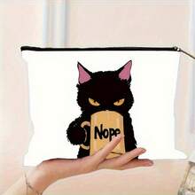 2 piezas, Bolsa de maquillaje con estampado de oso de peluche y gato negro, bolsa de cosméticos con cremallera y bolsa de aseo con estilo gótico oscuro de la academia, bolsa reutilizable para medicamentos con tema lindo, bolsa para lápices, bolsa de almacenamiento, bolsa de viaje y maquillaje - para la escuela, decoración del hogar de verano, bolsa para bocadillos - 9 pulgadas * 6 pulgadas Bolsa de maquillaje, neceser, bolsa de cosméticos, bolsa de lavado, artículos esenciales de viaje, artículos esenciales de vacaciones para hombres y mujeres