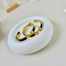 1 pereche cercei din oțel inoxidabil cu picurare de ulei cu litere, bijuterii minimaliste pentru purtare zilnică pentru femei - Cercei mari H - Vizualizare 6