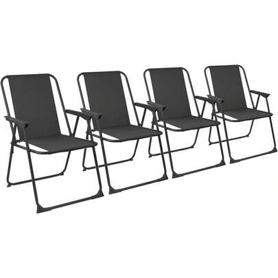 4 Pack Folding Beach Chairs - Metal Outdoor Patio Seat Lightweight Portable Deck Chair
