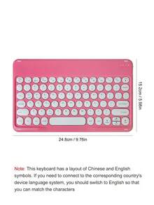 超薄便携式无线键盘，Type-C 可充电键盘兼容 3 个系统，10 英寸圆键无线蓝牙迷你静音键盘，适用于笔记本电脑、iPad、平板电脑、智能手机