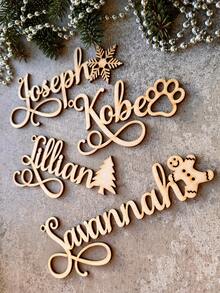 1pc/3pcs/5pcs Custom Acrylic/Wooden Christmas Ornament – Personalized Name Hanging Decoration With Festive Designs, Holiday Tree Decor, Wood Xmas Decor, Laser Cut Names, Bauble, Gift Tags, Your Logo, Home Gift Backdrop Name Sign, Christmas Decor Engraved