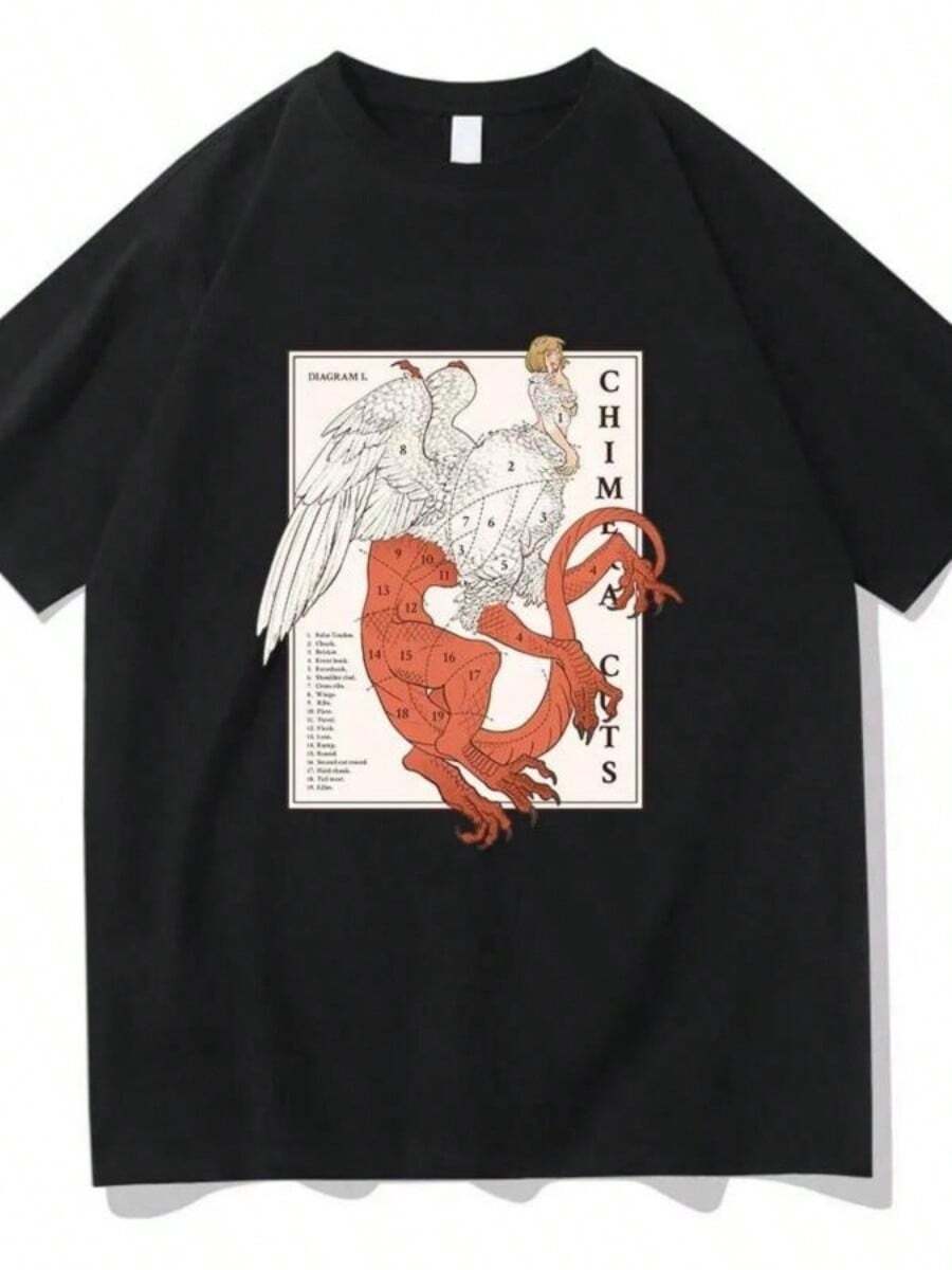 Delicious In Dungeon Falin Chimera Cuts Tshirt Fashion Women's Harajuku Marcille Chilchuck T-Shirt Unisexs Vintage T - 黑色 - 查看 1