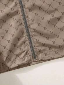 1pc Men's Long Sleeve Letter All-Over Print Hooded Jacket, Streetwear Casual Lightweight Windbreaker , Fall - Khaki - View 5