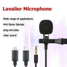 1 Stück Ansteckmikrofon, mit Typ-C/3,5 mm/Lightning Stecker, mini tragbares kompaktes Mikrofon für Live-Streaming, Handy, Computer-Aufnahmen, rauschfreies Lavalier-Mikrofon kompatibel mit iPhone, Android-Handy für Sommerurlaub, Audio/Video-Aufnahmen, Interviews, Gaming & Live-Streaming Mini-Mikrofon