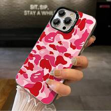 1pc Full Screen Pink Color Blocks Compatible For Phone 16/15/14/13/12/11/8/ 7ProMax/Pro/Plus/Xs Max/XS/X,For Compatible With Colored Simple And Personalized Black Letterssilver Hard Shell, Fall Prevention Anti-Shock, Anti-Slip, Anti Drop, Camera Lens Protection, Silicone Anti Wear Phone Case  ﻿ ﻿ ﻿ ﻿ - màu đen - Xem 2