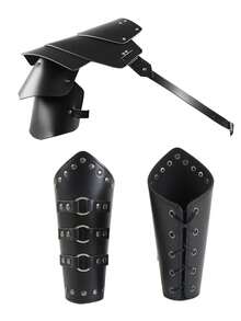 3 Stück mittelalterlich-Renaissance Ritter Halbschulter Kunstleder Umhang, Schal und Armband für Viking Faire LARP Kostüme Halloween