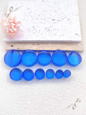1Pair Transparent Blue Glass Solid Ear Plug No Thread Ear Expander Strencher Ear Gauges Tunnel Body Piercing Jewelry For Male&Female Daily Wearing 6-30mm